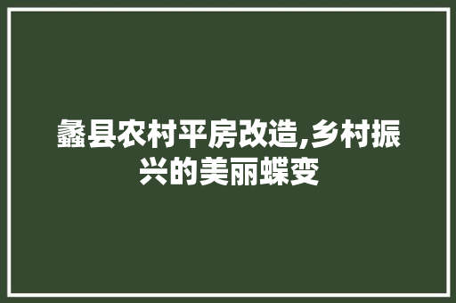 蠡县农村平房改造,乡村振兴的美丽蝶变