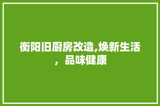 衡阳旧厨房改造,焕新生活，品味健康