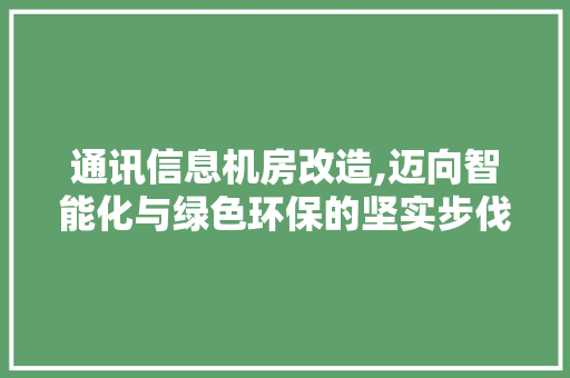 通讯信息机房改造,迈向智能化与绿色环保的坚实步伐