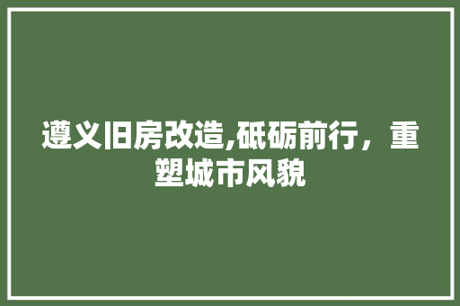遵义旧房改造,砥砺前行，重塑城市风貌