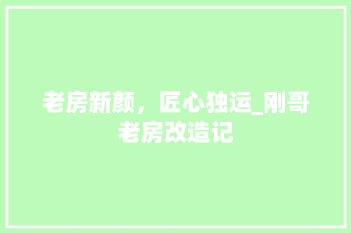 老房新颜，匠心独运_刚哥老房改造记