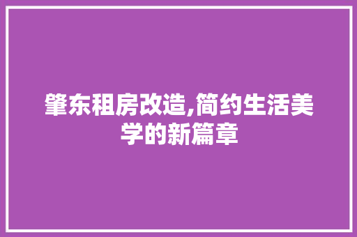 肇东租房改造,简约生活美学的新篇章