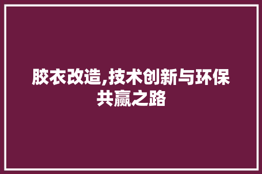 胶衣改造,技术创新与环保共赢之路