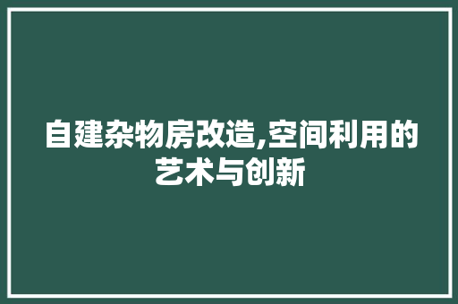 自建杂物房改造,空间利用的艺术与创新