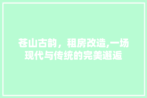 苍山古韵，租房改造,一场现代与传统的完美邂逅
