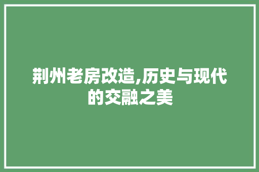 荆州老房改造,历史与现代的交融之美