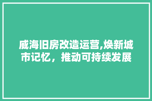 威海旧房改造运营,焕新城市记忆，推动可持续发展