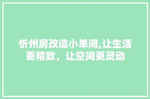 忻州房改造小单间,让生活更精致，让空间更灵动