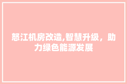 怒江机房改造,智慧升级，助力绿色能源发展