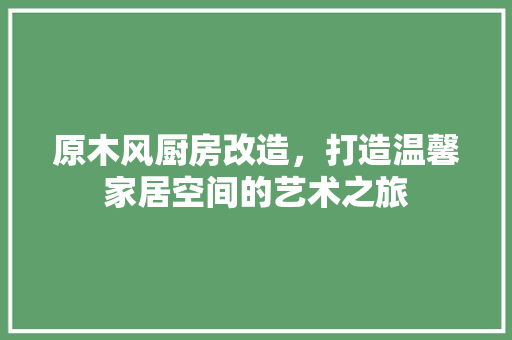 原木风厨房改造，打造温馨家居空间的艺术之旅
