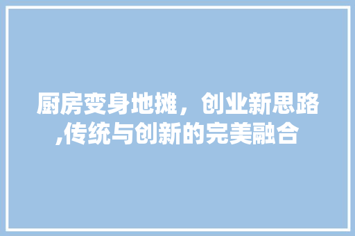 厨房变身地摊，创业新思路,传统与创新的完美融合