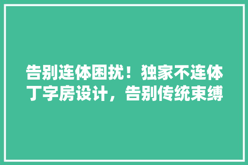 告别连体困扰！独家不连体丁字房设计，告别传统束缚，打造个性家居新潮流！