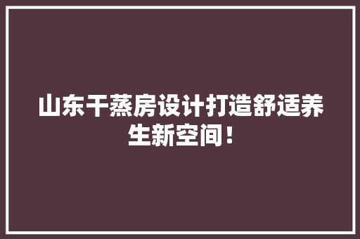 山东干蒸房设计打造舒适养生新空间！