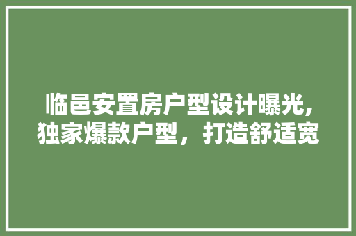 临邑安置房户型设计曝光,独家爆款户型，打造舒适宽敞新生活！