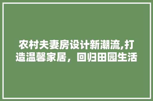 农村夫妻房设计新潮流,打造温馨家居，回归田园生活