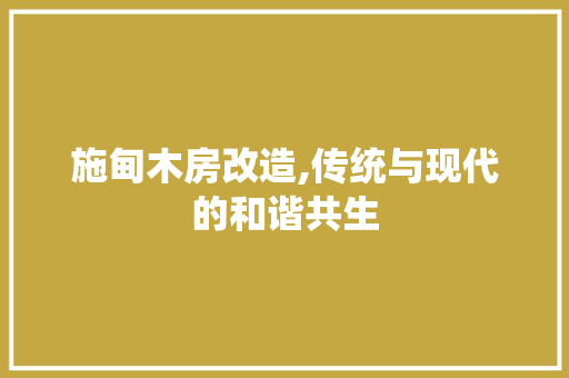 施甸木房改造,传统与现代的和谐共生