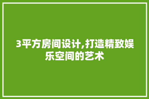 3平方房间设计,打造精致娱乐空间的艺术