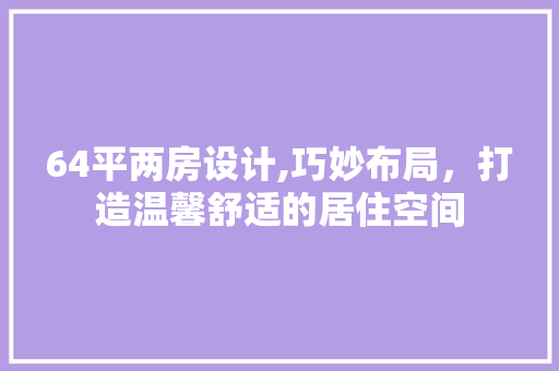 64平两房设计,巧妙布局，打造温馨舒适的居住空间
