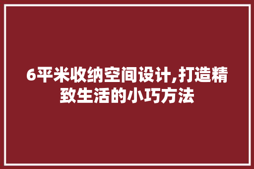 6平米收纳空间设计,打造精致生活的小巧方法