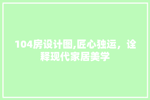 104房设计图,匠心独运，诠释现代家居美学