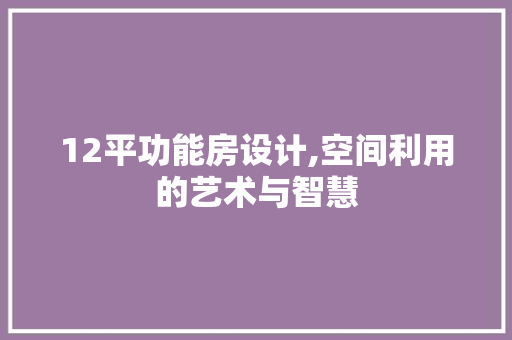 12平功能房设计,空间利用的艺术与智慧