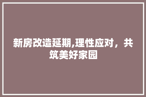 新房改造延期,理性应对，共筑美好家园