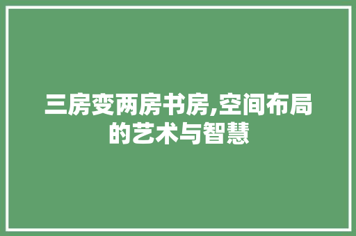 三房变两房书房,空间布局的艺术与智慧