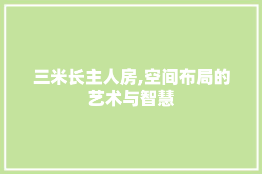 三米长主人房,空间布局的艺术与智慧