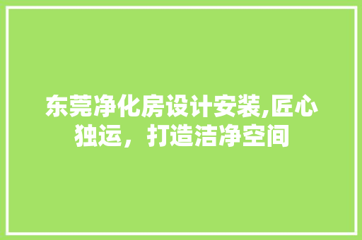 东莞净化房设计安装,匠心独运，打造洁净空间
