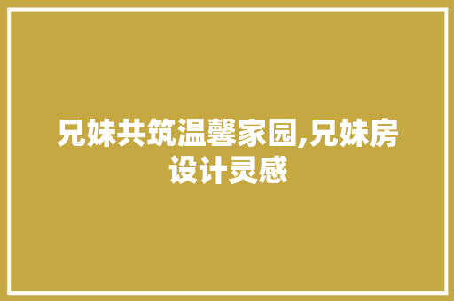 兄妹共筑温馨家园,兄妹房设计灵感