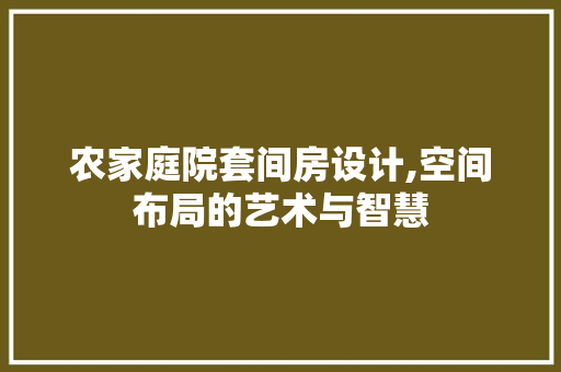 农家庭院套间房设计,空间布局的艺术与智慧