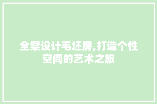 全案设计毛坯房,打造个性空间的艺术之旅