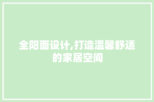 全阳面设计,打造温馨舒适的家居空间