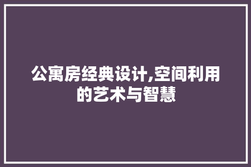 公寓房经典设计,空间利用的艺术与智慧