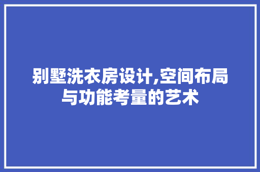 别墅洗衣房设计,空间布局与功能考量的艺术