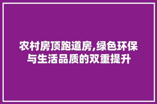 农村房顶跑道房,绿色环保与生活品质的双重提升
