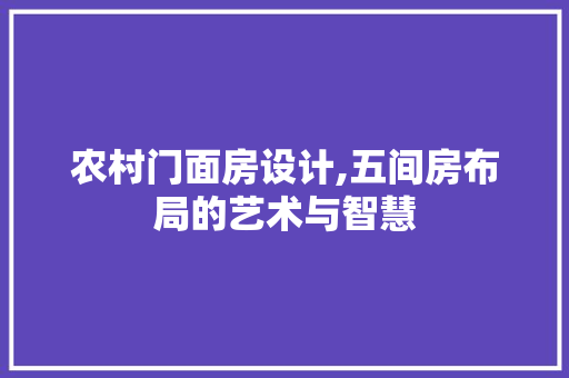 农村门面房设计,五间房布局的艺术与智慧