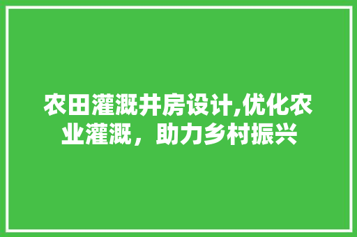 农田灌溉井房设计,优化农业灌溉，助力乡村振兴