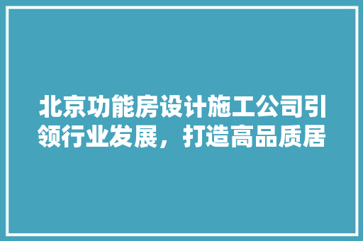 北京功能房设计施工公司引领行业发展，打造高品质居住空间