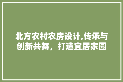 北方农村农房设计,传承与创新共舞，打造宜居家园