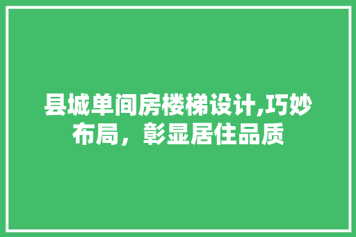 县城单间房楼梯设计,巧妙布局，彰显居住品质