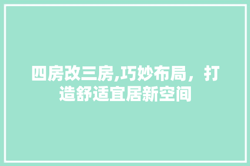 四房改三房,巧妙布局，打造舒适宜居新空间