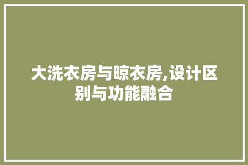 大洗衣房与晾衣房,设计区别与功能融合