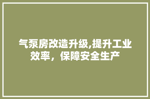 气泵房改造升级,提升工业效率，保障安全生产