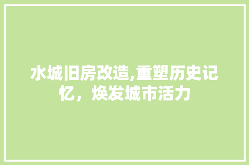 水城旧房改造,重塑历史记忆，焕发城市活力