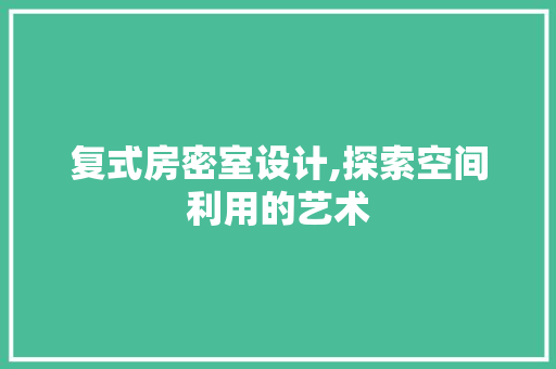 复式房密室设计,探索空间利用的艺术