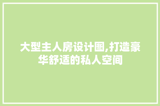 大型主人房设计图,打造豪华舒适的私人空间
