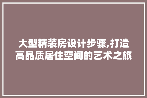 大型精装房设计步骤,打造高品质居住空间的艺术之旅