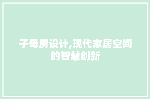 子母房设计,现代家居空间的智慧创新