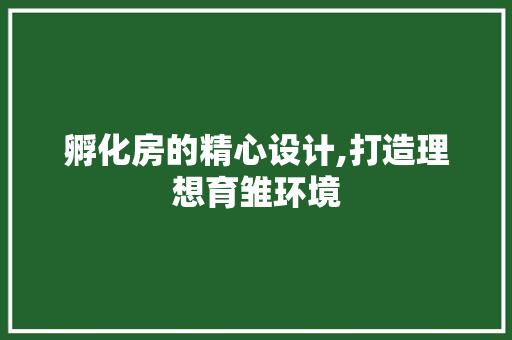 孵化房的精心设计,打造理想育雏环境